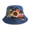 Floral Embroidered Denim Bucket Hat