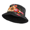 Floral Embroidered Denim Bucket Hat