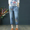 Floral Print Straight Leg Jeans