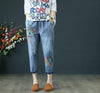 Floral Print Straight Leg Jeans