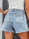 Fringe Rhinestone Denim Shorts