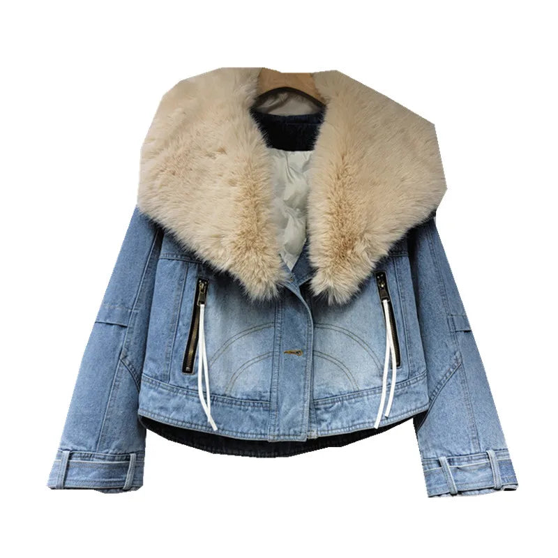 Fur Collar Denim Coat