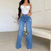 High Rise Straight Wide Leg Jeans