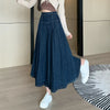 High Waist Pleated Denim Skirt