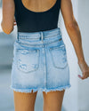 High Waisted Blue Denim Mini Skirt