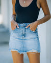 High Waisted Blue Denim Mini Skirt