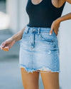 High Waisted Blue Denim Mini Skirt