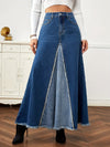 High Waisted Denim Maxi Skirt