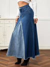 High Waisted Denim Maxi Skirt