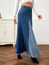 High Waisted Denim Maxi Skirt