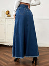 High Waisted Denim Maxi Skirt