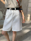 High Waisted Denim Skirt White