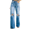 High Waisted Straight Wide Leg Jeans