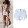 High Waisted White Denim Shorts