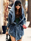 Hooded Denim Trench Coat