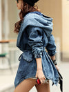 Hooded Denim Trench Coat