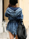 Hooded Denim Trench Coat