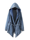 Hooded Denim Trench Coat