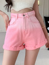 Ladies Pink Denim Shorts