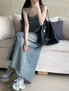 Light Wash Denim Overall Dress