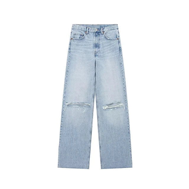 Light Wash Straight Leg Jeans