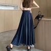 Long Denim Pleated Skirt