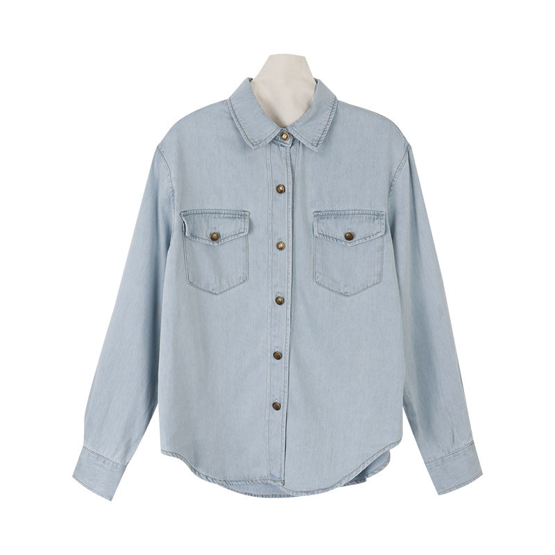 Long Sleeve Blue Denim Shirt