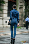 Long Sleeve Denim Jumpsuit