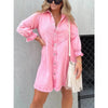 Long Sleeve Pink Denim Dress