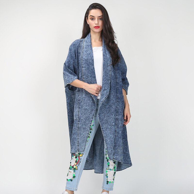 Longline Denim Trench Coat