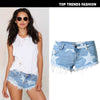 Low Rise Ripped Denim Shorts