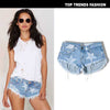 Low Rise Ripped Denim Shorts