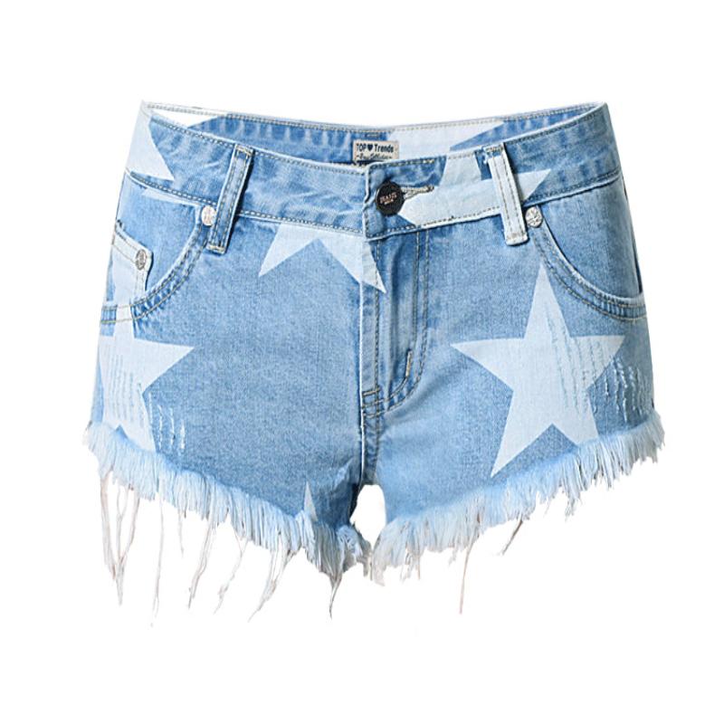 Low Rise Ripped Denim Shorts