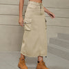 Midi Denim Cargo Skirt