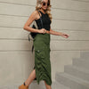 Midi Denim Cargo Skirt