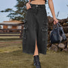 Midi Denim Cargo Skirt