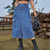 Midi Denim Cargo Skirt