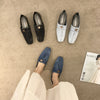 New Women's Flat Square Single Shoes Office Ladies Niche Design Denim Flat Shoes Adult Girls French Bean Shoes Size 35-39