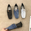 New Women's Flat Square Single Shoes Office Ladies Niche Design Denim Flat Shoes Adult Girls French Bean Shoes Size 35-39