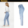 New Women's Jeans High Waist Bf Style Loose Straight Wide Leg Pants Ripped Jeans