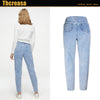 New Women's Jeans High Waist Bf Style Loose Straight Wide Leg Pants Ripped Jeans