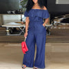 Off the Shoulder Denim Jumpsuit