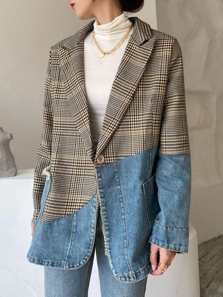 Patchwork Denim Blazer