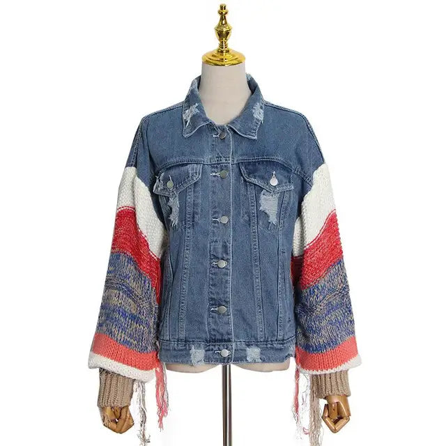 Patchwork Denim Jacket Womens