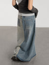 Patchwork Denim Maxi Skirt