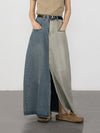 Patchwork Denim Maxi Skirt