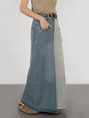 Patchwork Denim Maxi Skirt