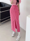 Pink Denim Maxi Skirt