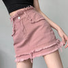 Pink Denim Mini Skirt