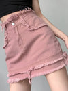 Pink Denim Mini Skirt